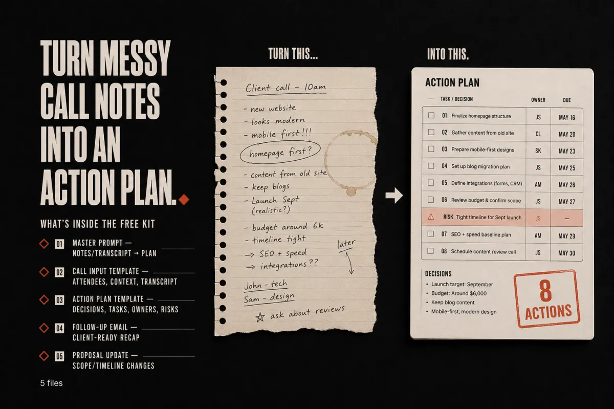 Turn Call Notes Into Actions: what's inside